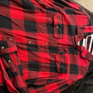 Men's Red and Black Plaid Shirt